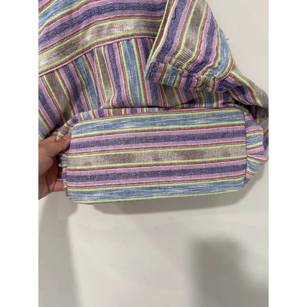 JADETribe Tote Bag Purple Stripe Tassel Detail